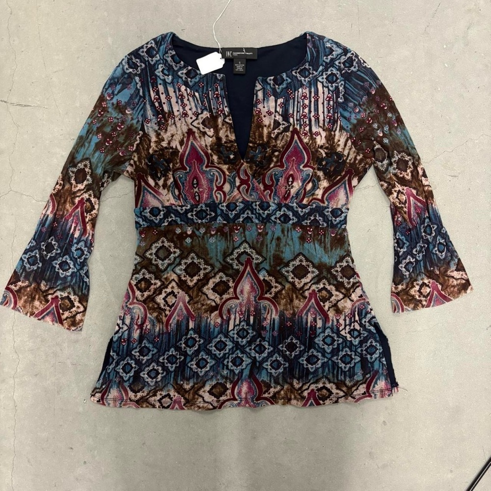INC International Concepts Multicolor Patterned Blouse
